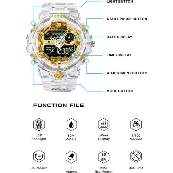 New Men Digital Watch for Men Watch Sports Watch Large Digital Analog - Picture 8 of 16
